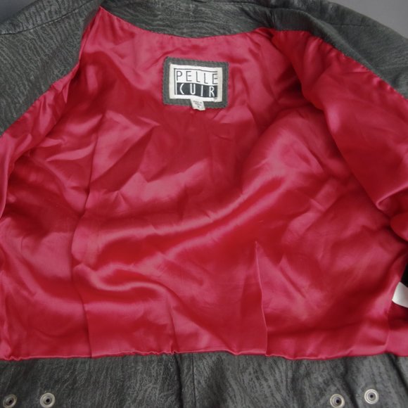Ladies' Vintage Pelle Cuir Textured Leather Cropped Jacket Medium - Picture 7 of 14